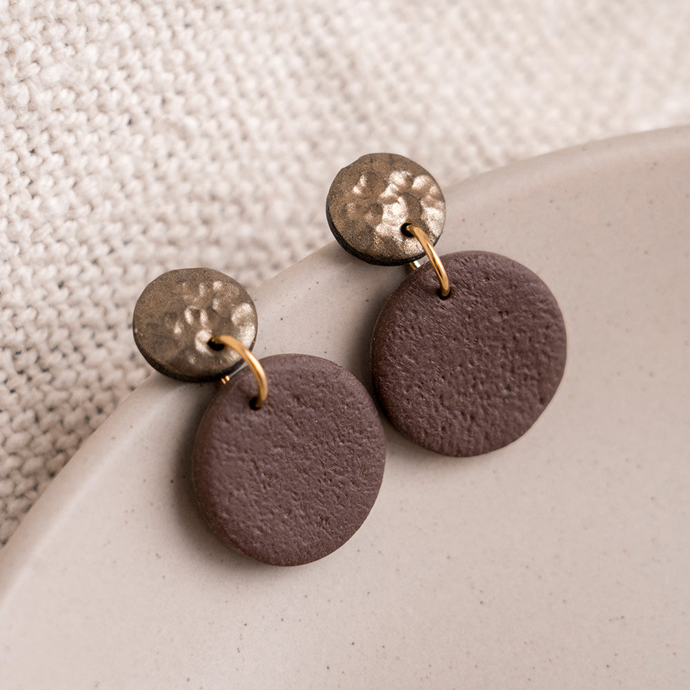 Ohrringe "Pure Dots" Bronze & Mokka