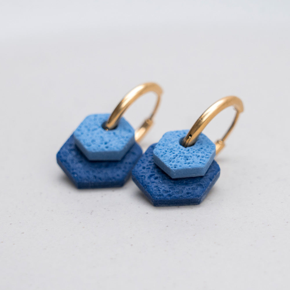 Creolen "Hexa Fine" in Mitternachtsblau & Eisblau