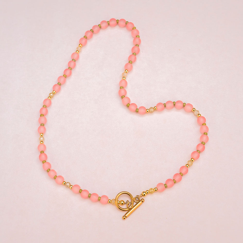 Halskette - LUCKY MELON - SORBET mit matten Glasperlen