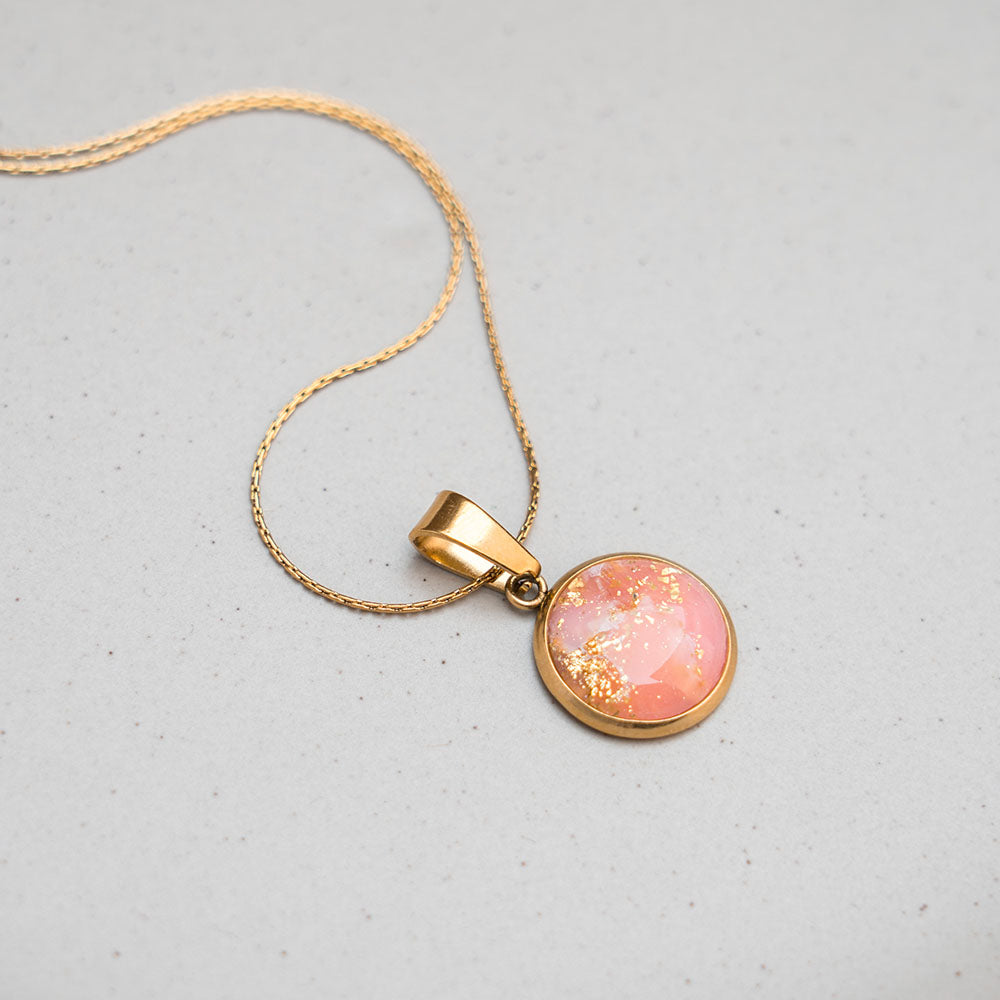 Kette - goldfarben, Melonenrot - 12 mm