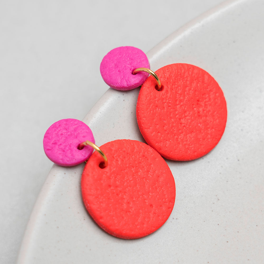 Ohrringe "Color Pop Big" - "Klatschmohnrot" & "Hotpink"