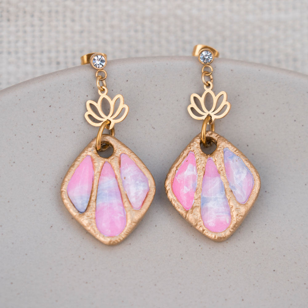 Ohrringe - MADAME CHANCE - Fächerdesign - Lotusblüte