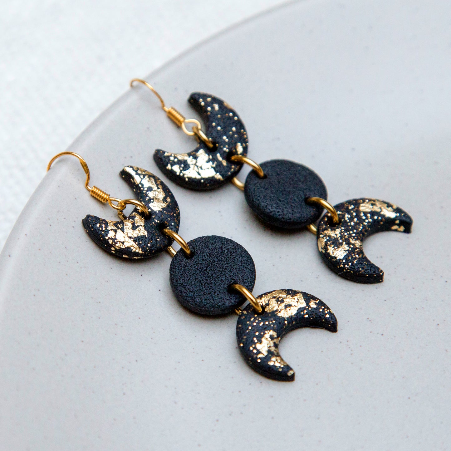 Ohrringe "Mitternachtszauber" Monde schwarz & goldfarben