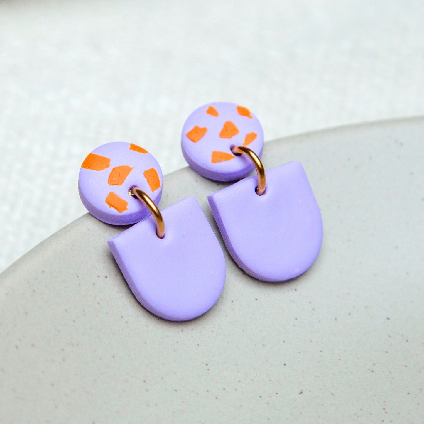 Ohrringe "Color Pop" - Stecker, orange & flieder - Terrazzo II