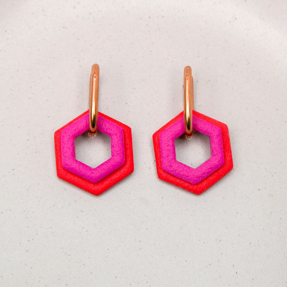 Hot Pink - Hexagon Anhängerpaar - Mix & Match