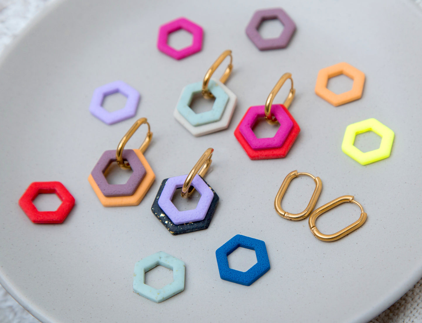 Flieder - Hexagon Anhängerpaar - Mix & Match