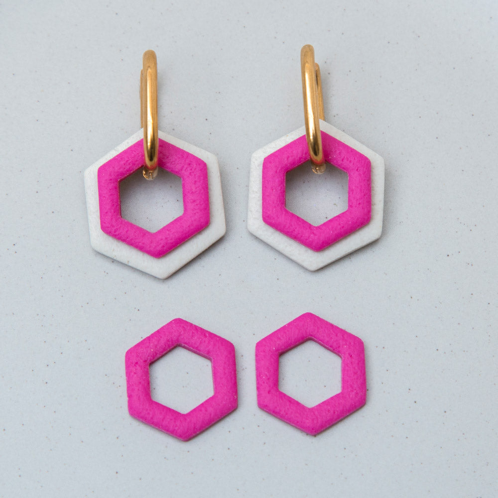 Hot Pink - Hexagon Anhängerpaar - Mix & Match