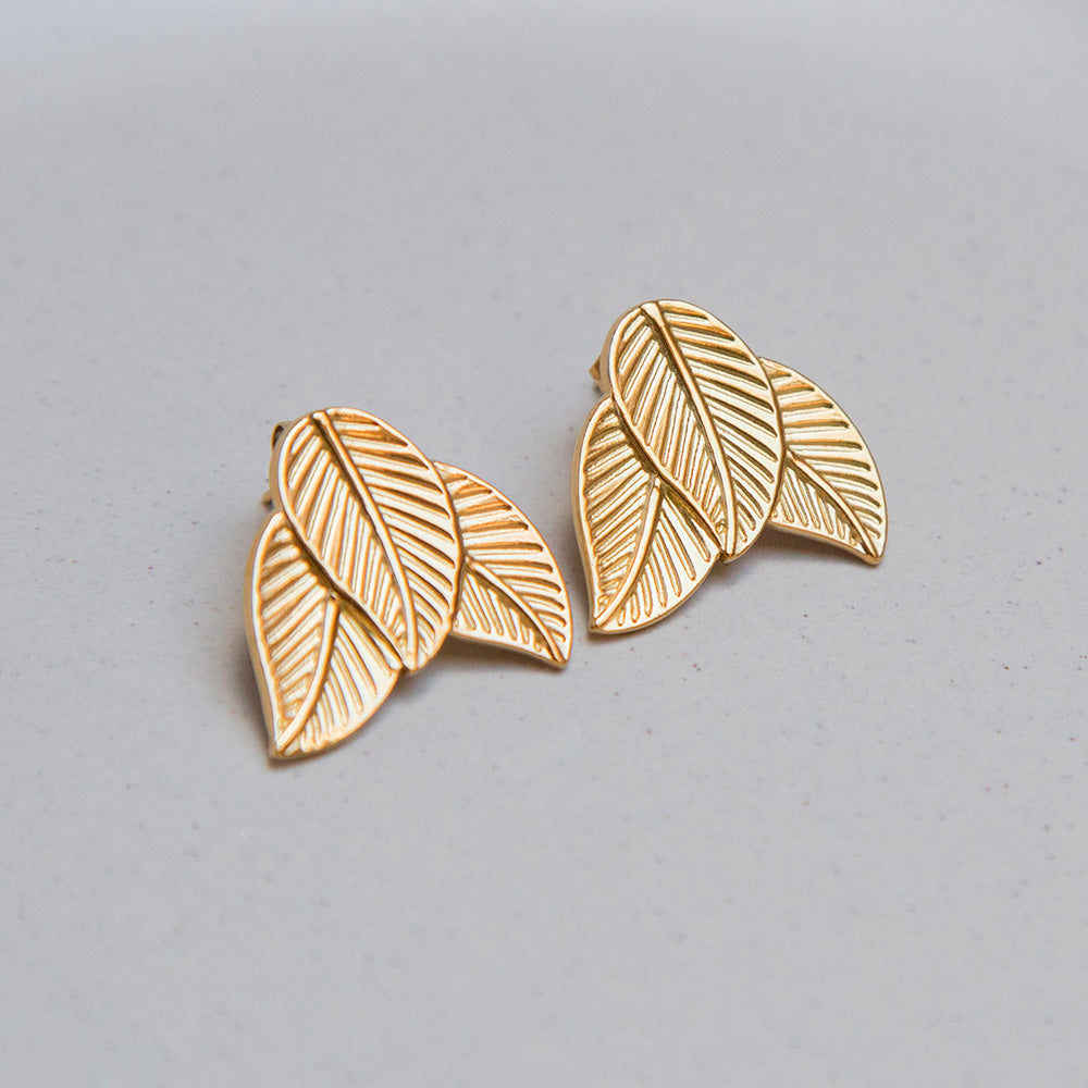 Ohrringe Stecker "Leaves" aus Edelstahl