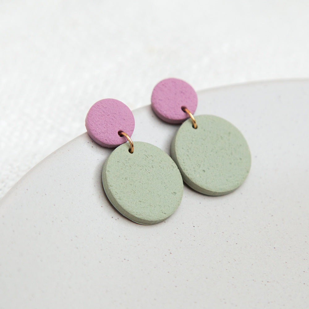 Ohrringe "Pure Dots" Mauve & Salbeigrün