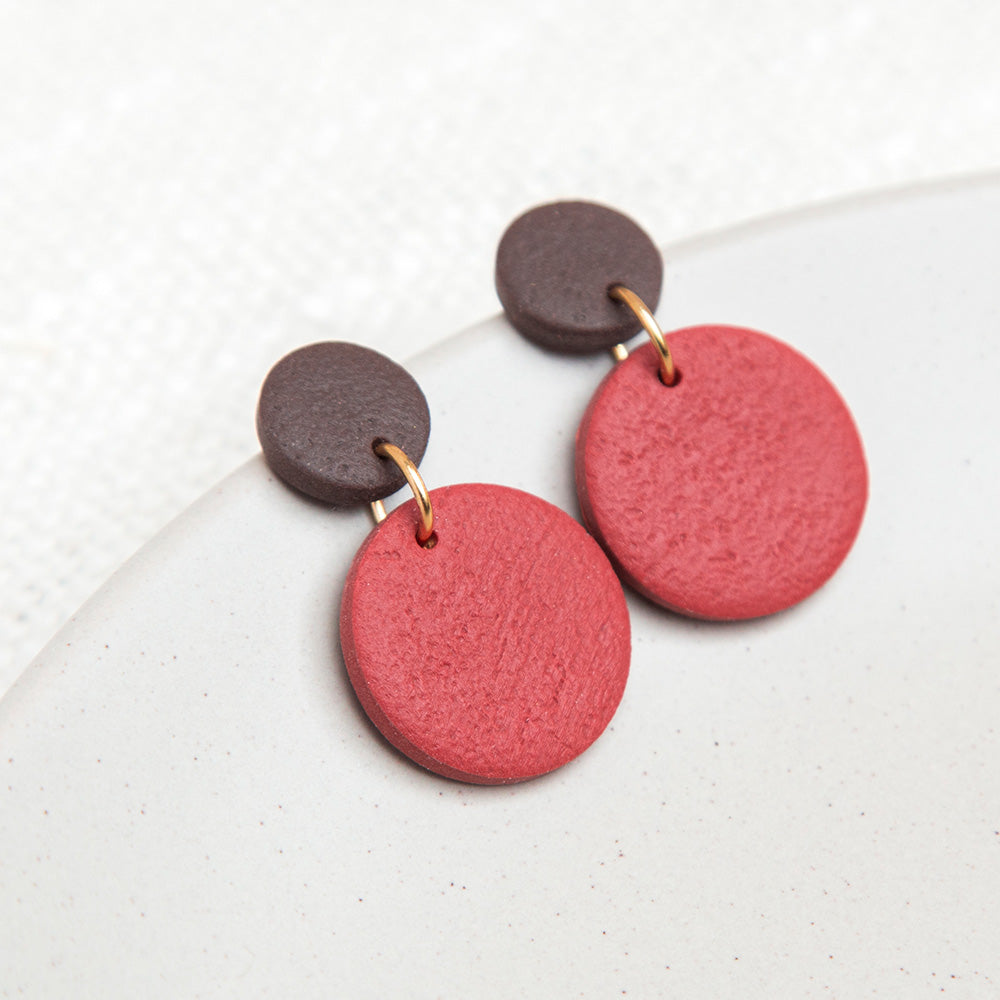 Ohrringe "Pure Dots" Rostrot & Mokka
