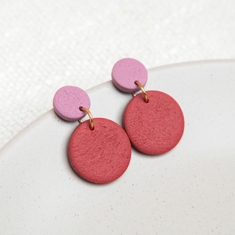Ohrringe "Pure Dots" Mauve & Rostrot