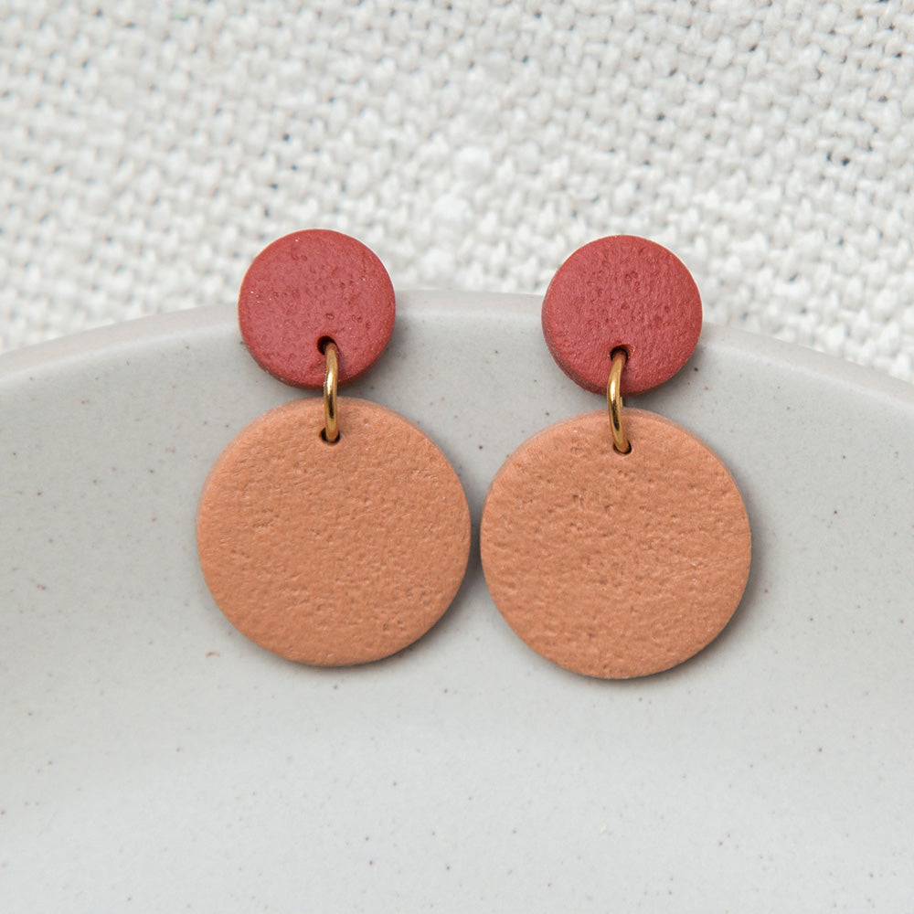 Ohrringe "Pure Dots" Rostrot & Kork