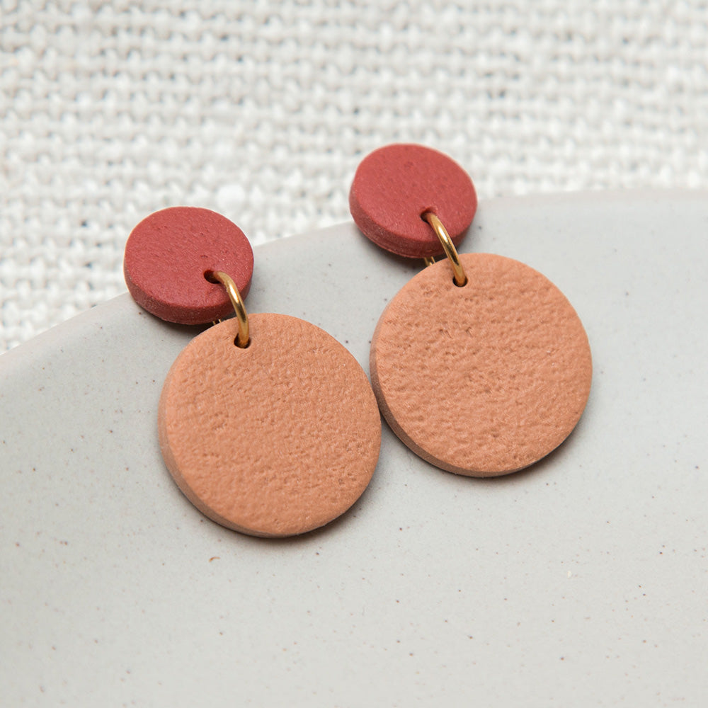 Ohrringe "Pure Dots" Rostrot & Kork