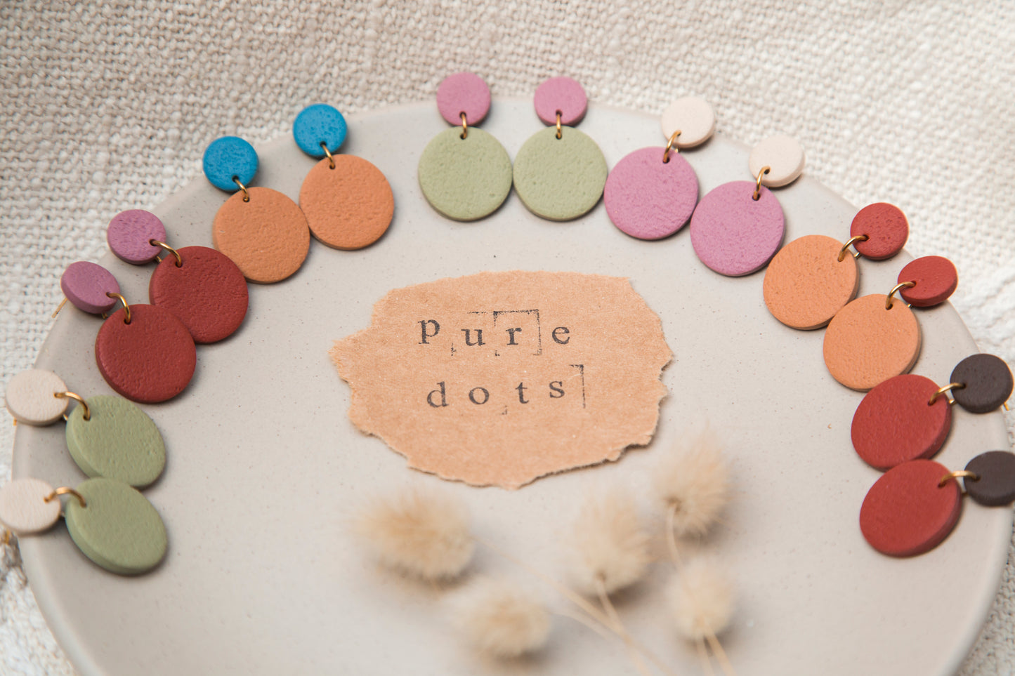 Ohrringe "Pure Dots" Rostrot & Kork