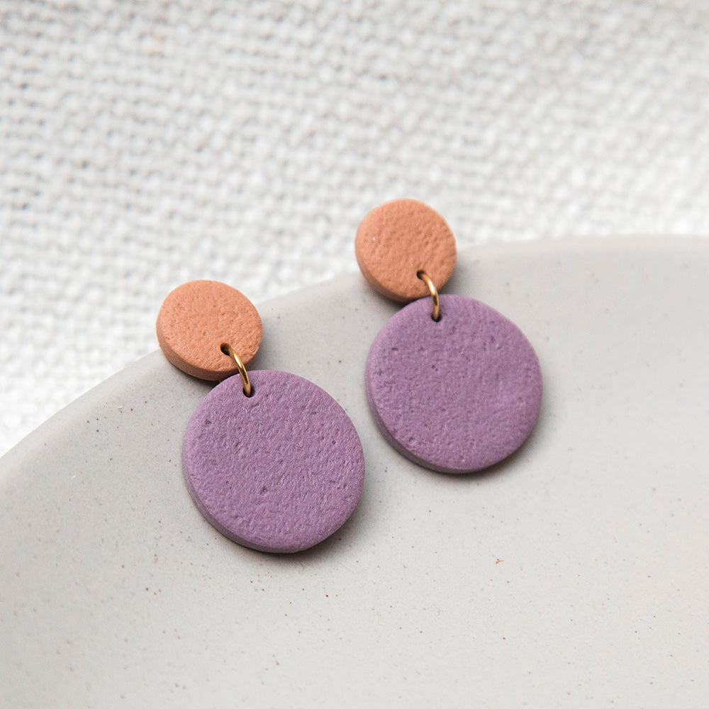 Ohrringe "Pure Dots" Mauve & Kork