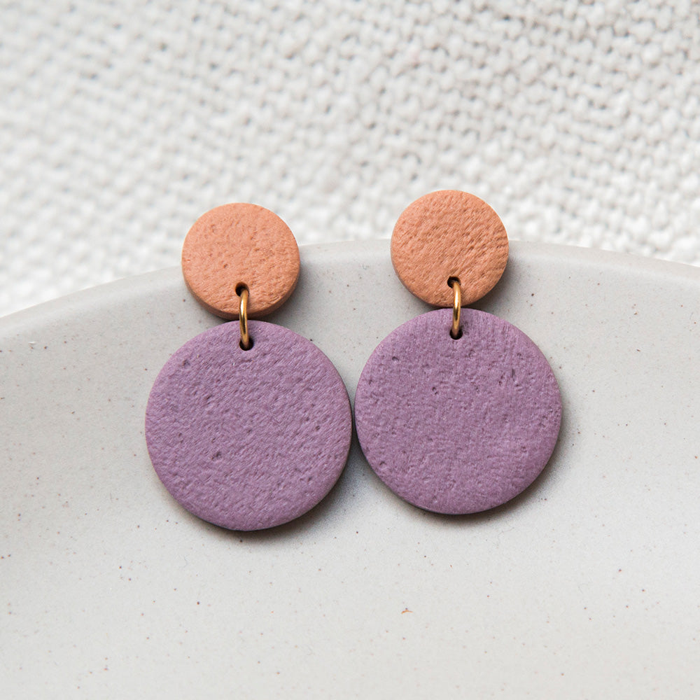 Ohrringe "Pure Dots" Mauve & Kork