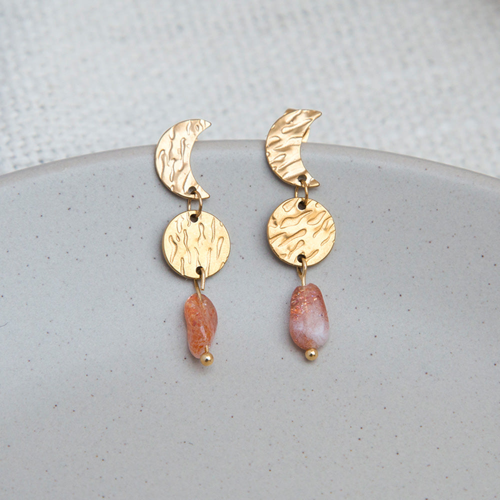 Ohrringe - Mondstecker "Celestial" mit Naturstein II - goldfarben