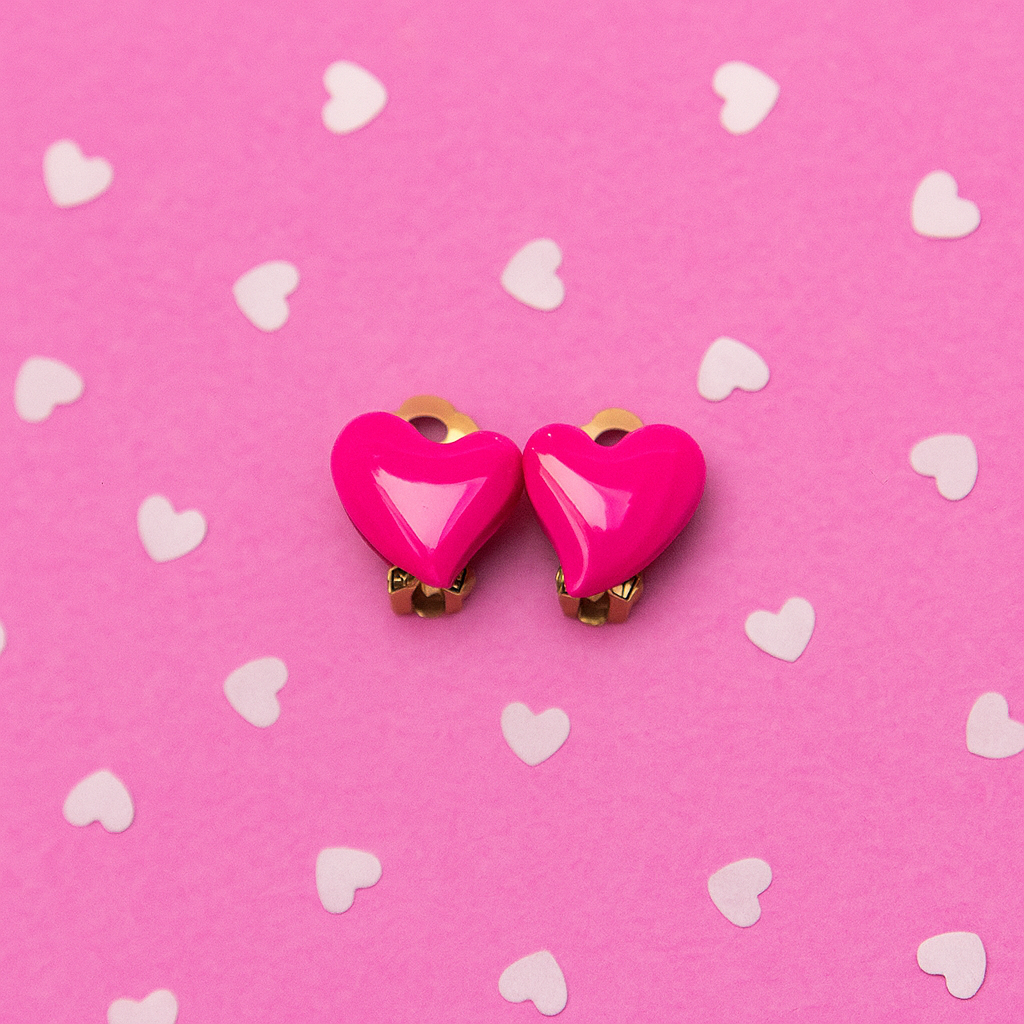 Ohrringclips "Herzen" pink - Ohrringe ohne Löcher