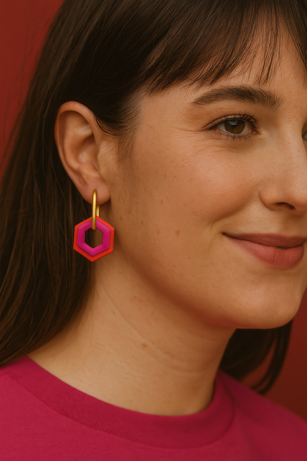 Hot Pink - Hexagon Anhängerpaar - Mix & Match