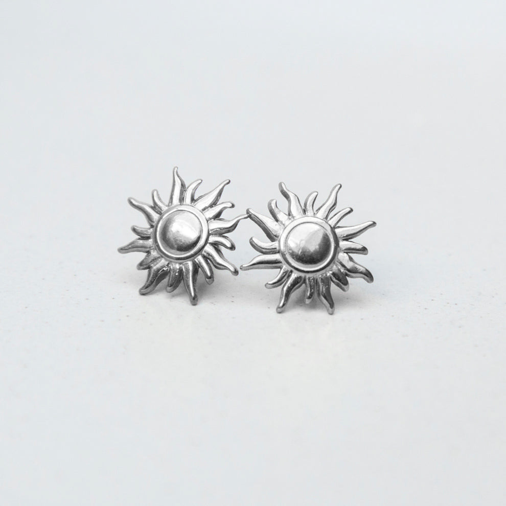 Ohrringe - Stecker Sonne - Edelstahl, silberfarben