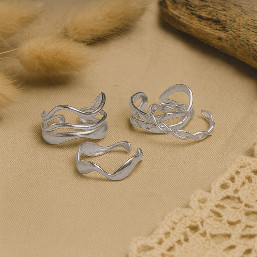 Ring Hammerschlag-Optik - größenverstellbar silberfarben