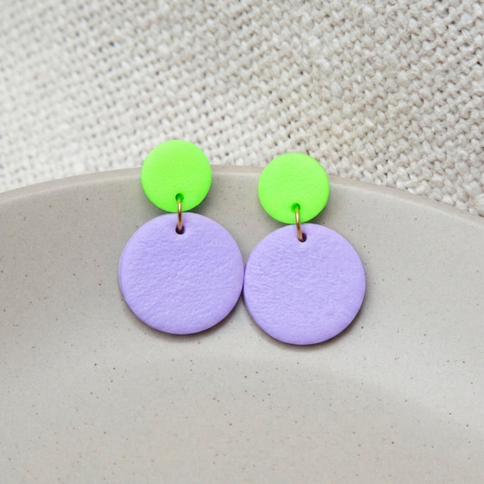 Ohrringe "Color Pop" Neongrün & Flieder