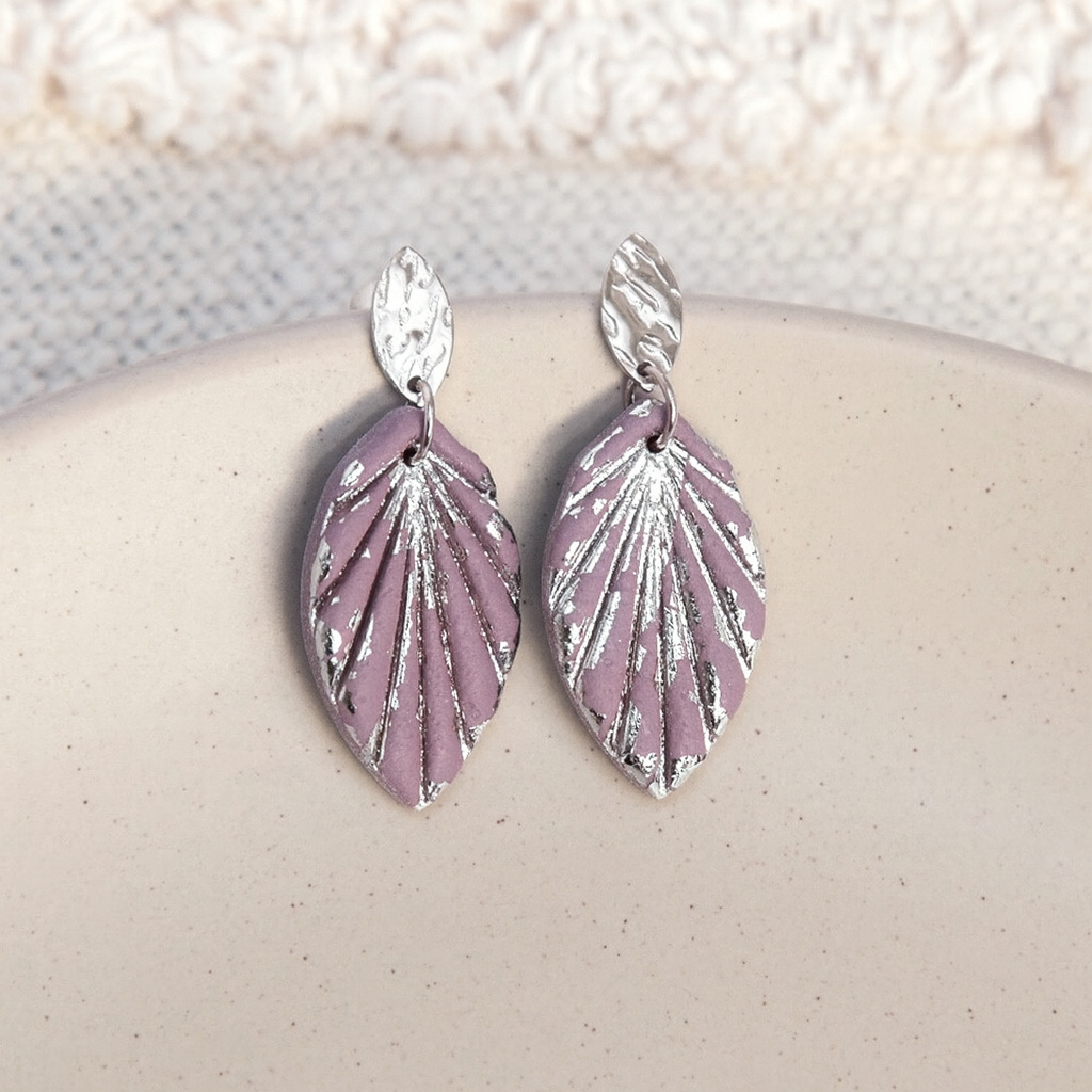 Ohrringe "Silver Leaf Blush" Mauve