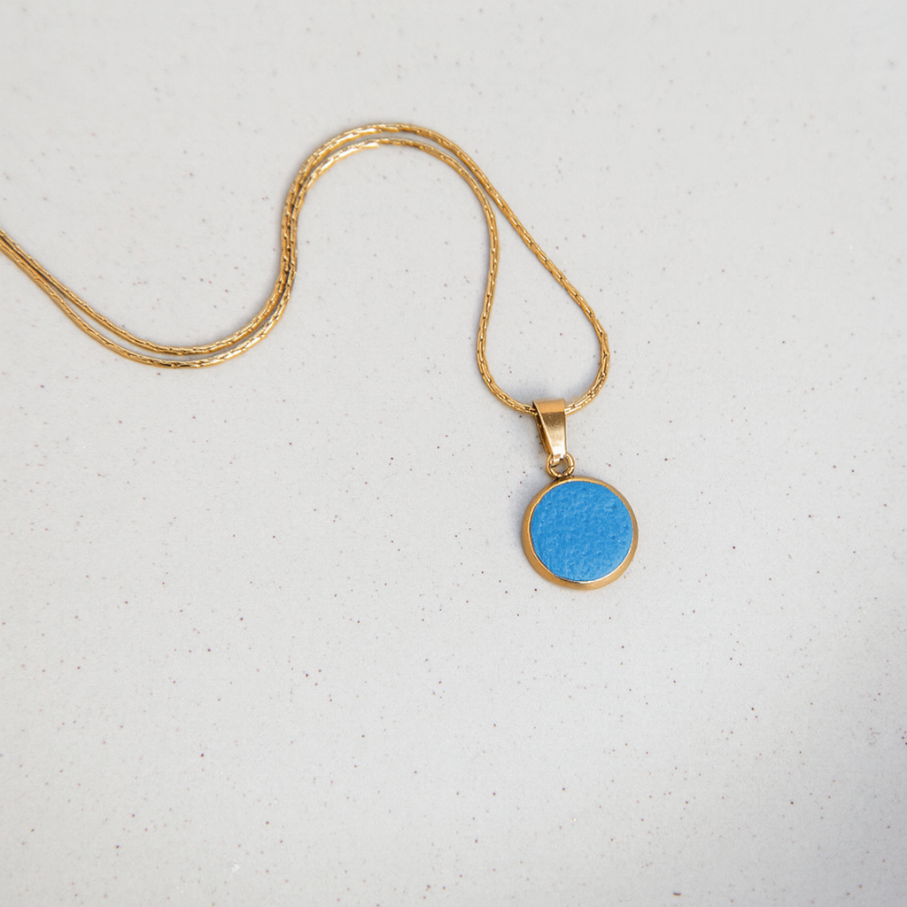 Kette - "Pure Dots" Kornblumenblau - goldfarben