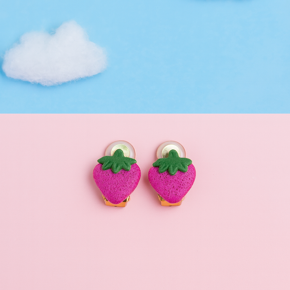 Ohrringe "Erdbeere" mit Clips - Ohrringe ohne Löcher