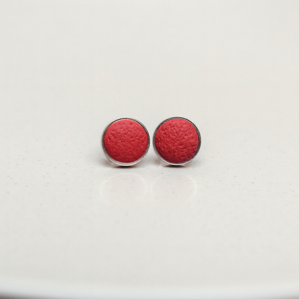 Ohrringe "Pure Dots" Rostrot silberfarben