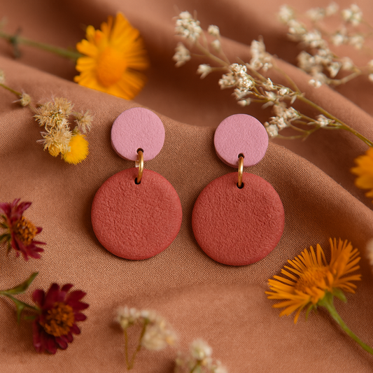 Ohrringe "Pure Dots" Mauve & Rostrot