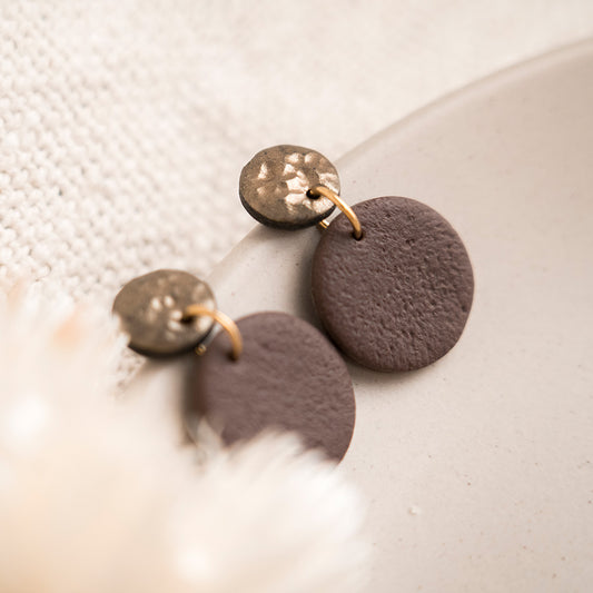 Ohrringe "Pure Dots" Bronze & Mokka