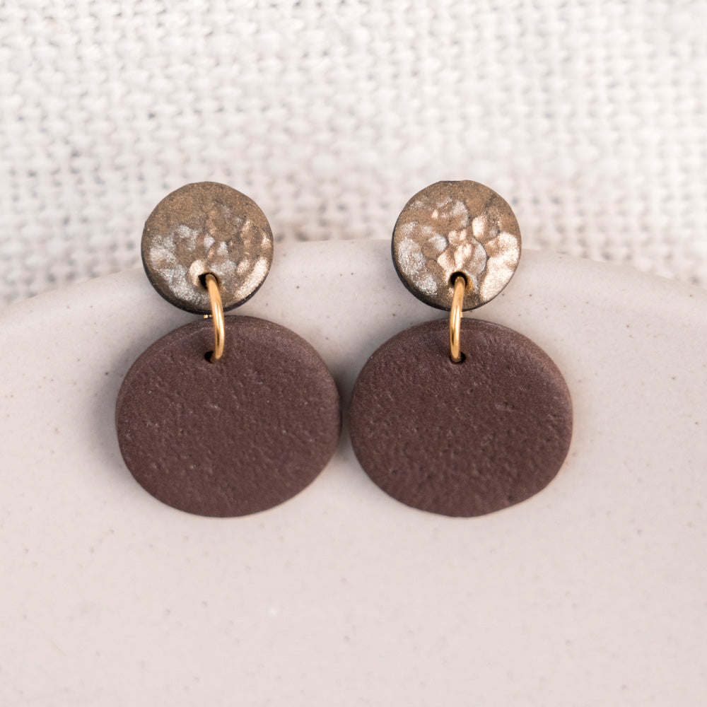 Ohrringe "Pure Dots" Bronze & Mokka