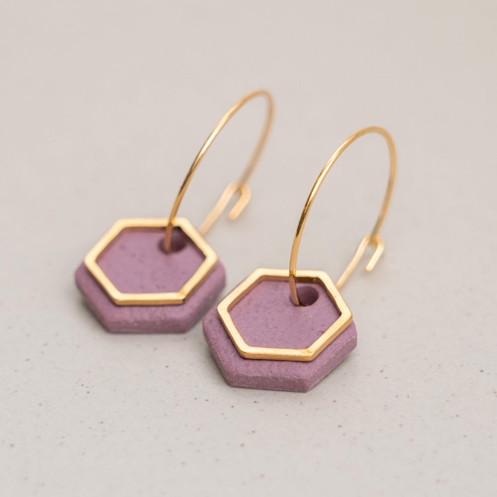 Ohrringe Creolen "Hexa" - Mauve