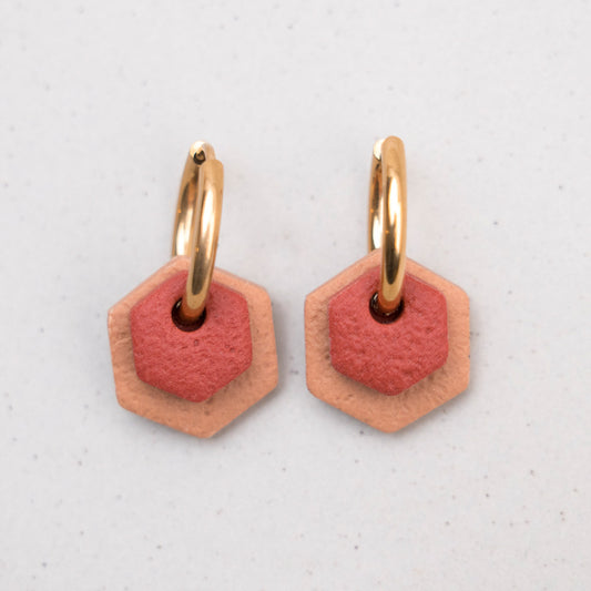 Creolen "Hexa Fine" in Rotbraun & Haselnuss