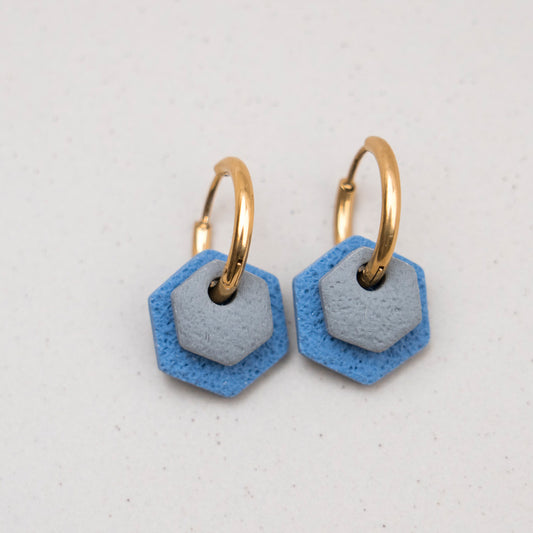 Creolen "Hexa Fine" in Betongrau & Eisblau