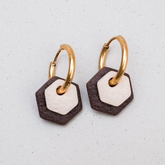 Creolen "Hexa Fine" in Sand & Mokka