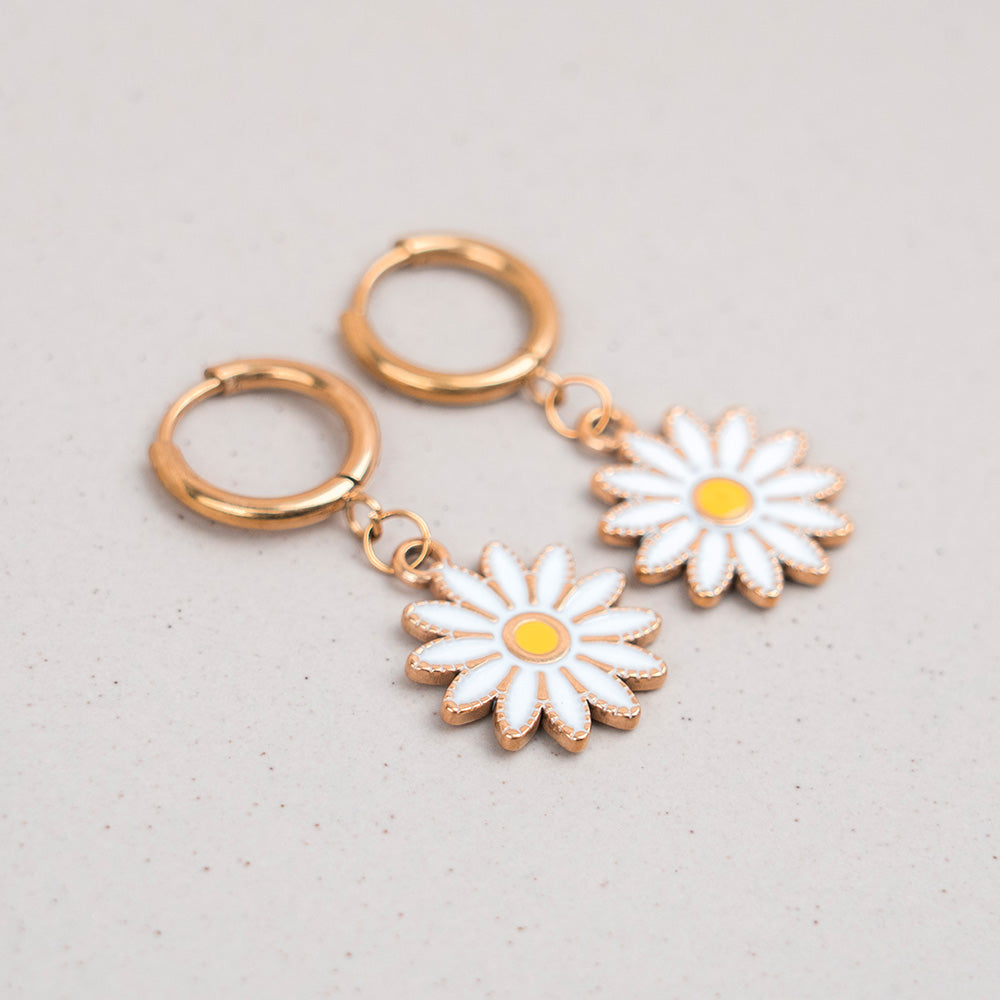 Ohrringe - Gänseblümchen - Creolen - Edelstahl