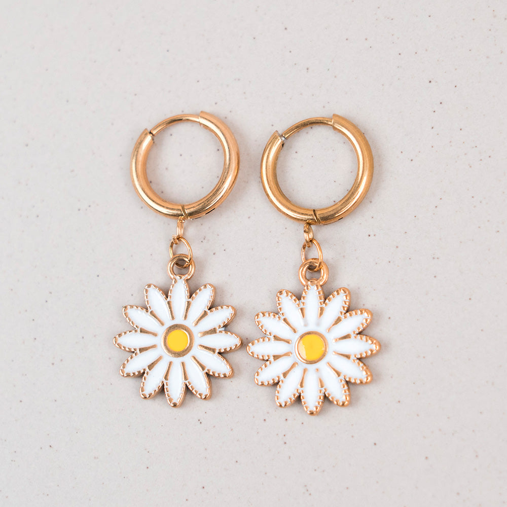 Ohrringe - Gänseblümchen - Creolen - Edelstahl