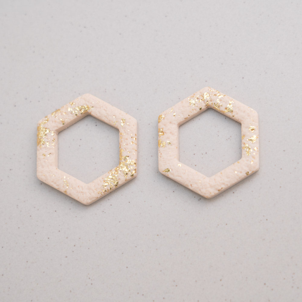 Sand & goldfarbene Flakes - Hexagon Anhängerpaar - Mix & Match