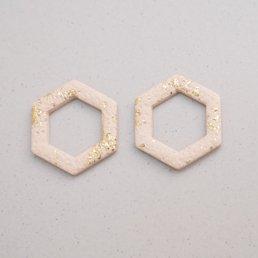 Sand & goldfarbene Flakes - Hexagon Anhängerpaar - Mix & Match