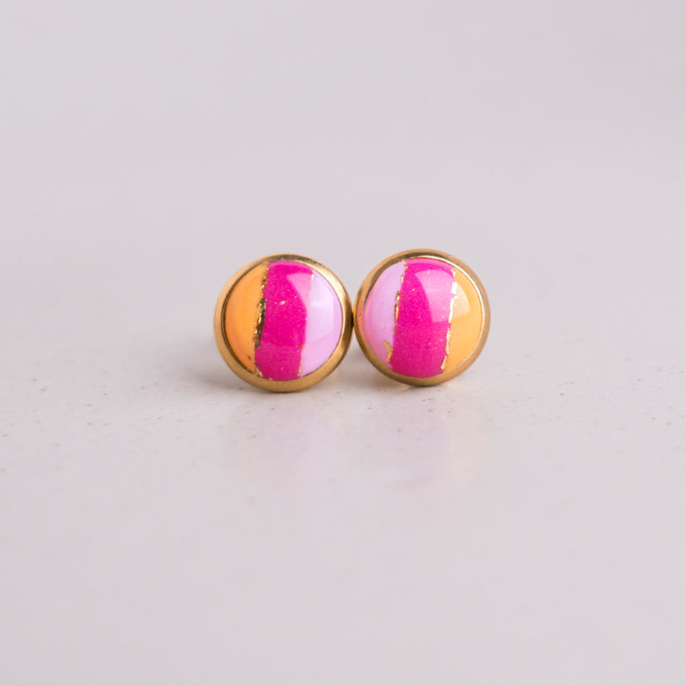 Ohrringe "Sunset Pop" Hotpink, Orange, Rosé - Stecker