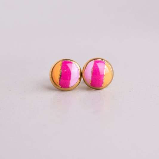 Ohrringe "Sunset Pop" Hotpink, Orange, Rosé - Stecker