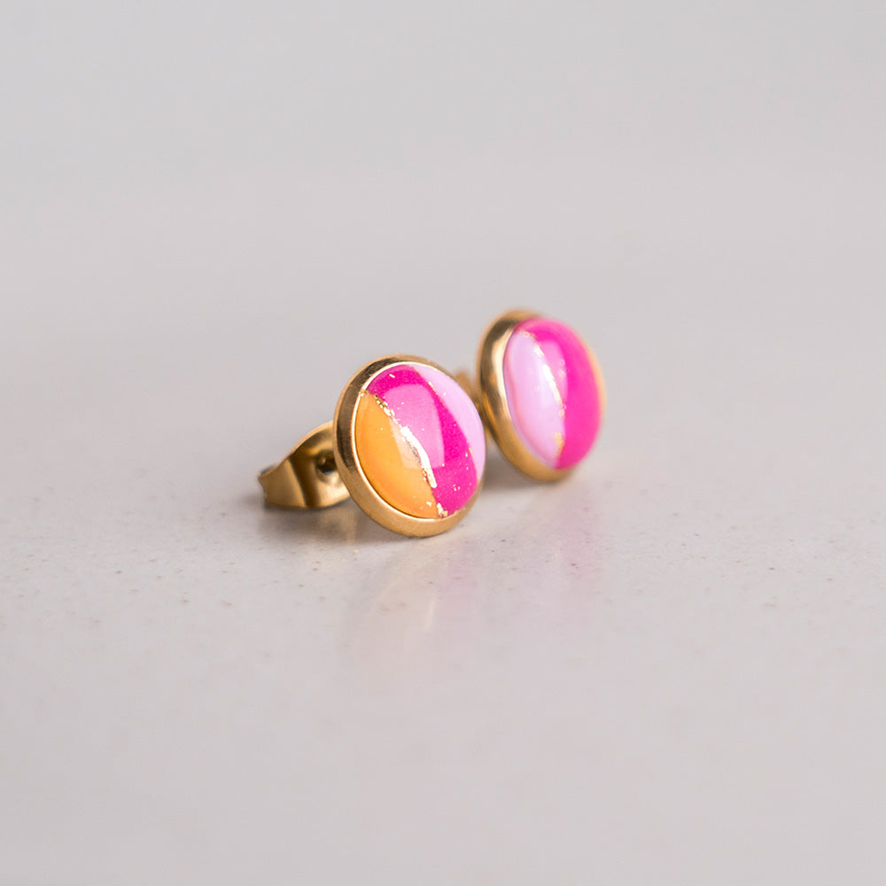 Ohrringe "Sunset Pop" Hotpink, Orange, Rosé - Stecker
