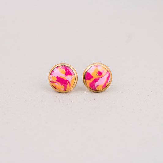 Ohrringe "Sunset Pop" Hotpink, Orange, Rosé - Stecker gemustert