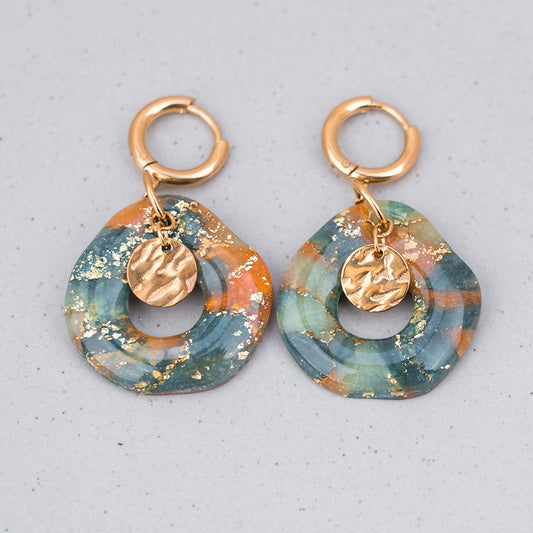 Ohrringe - "Celestial" - organisch - Element in Hammerschlagoptik