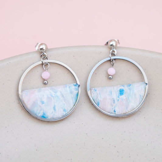 Ohrringe - MADAME CHANCE - Kreiselement - Perlmuttperle - silberfarben