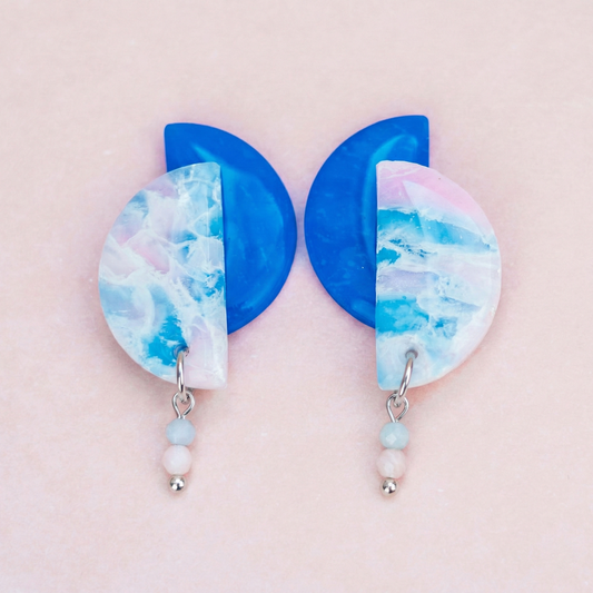 Ohrringe - MADAME CHANCE - Halbkreise - Perlmuttperlen - silberfarben