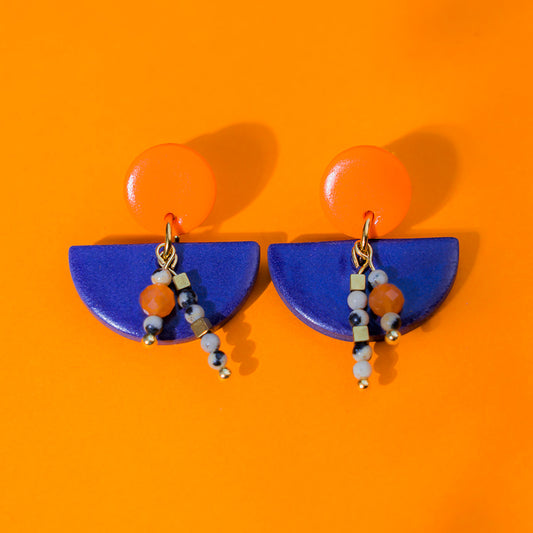 Ohrringe - GLÜCKSPILZ - Halbkreis - Deep Purple - Dalmatiner-Jaspis & Roter Aventurin