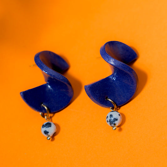 Ohrringe - GLÜCKSPILZ - Spirale - Dalmatiner-Jaspis